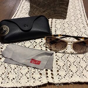 Ray-Ban Gold and Black Aviator Sunglasses